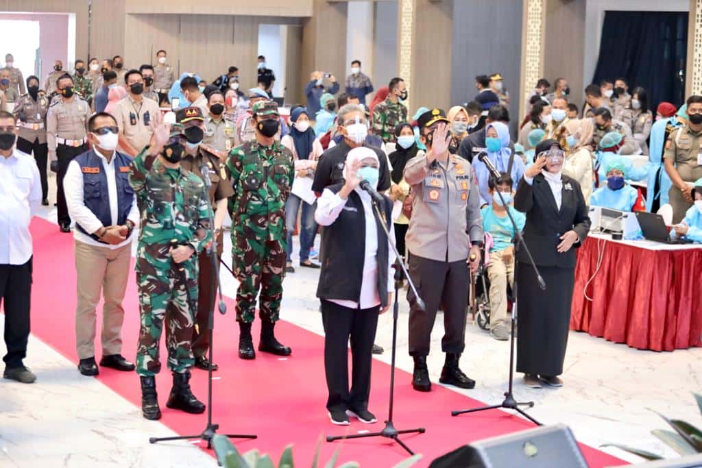Forkopimda Jatim di Gedung Mahameru Mapolda Jatim.
