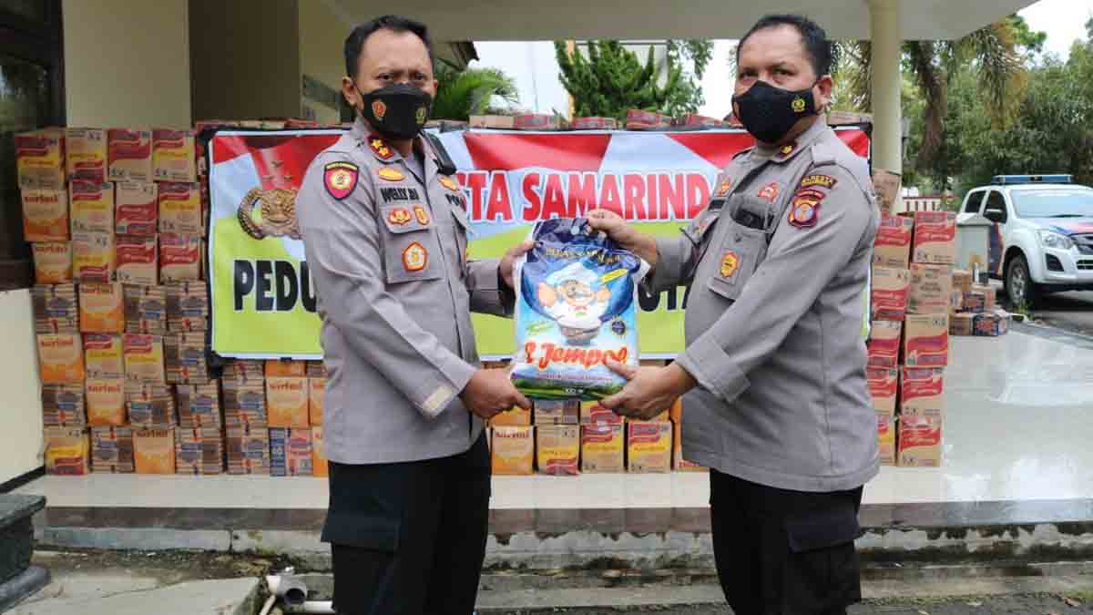 Banjir Sangatta, Polresta Samarinda Bantu 6 Truk Sembako untuk masyarakat sangatta